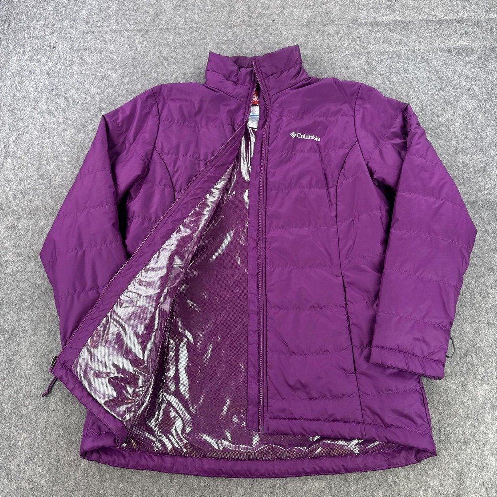 Columbia Omni Heat Jacket Womens L Purple Insulated Puffer Warm Interchange
